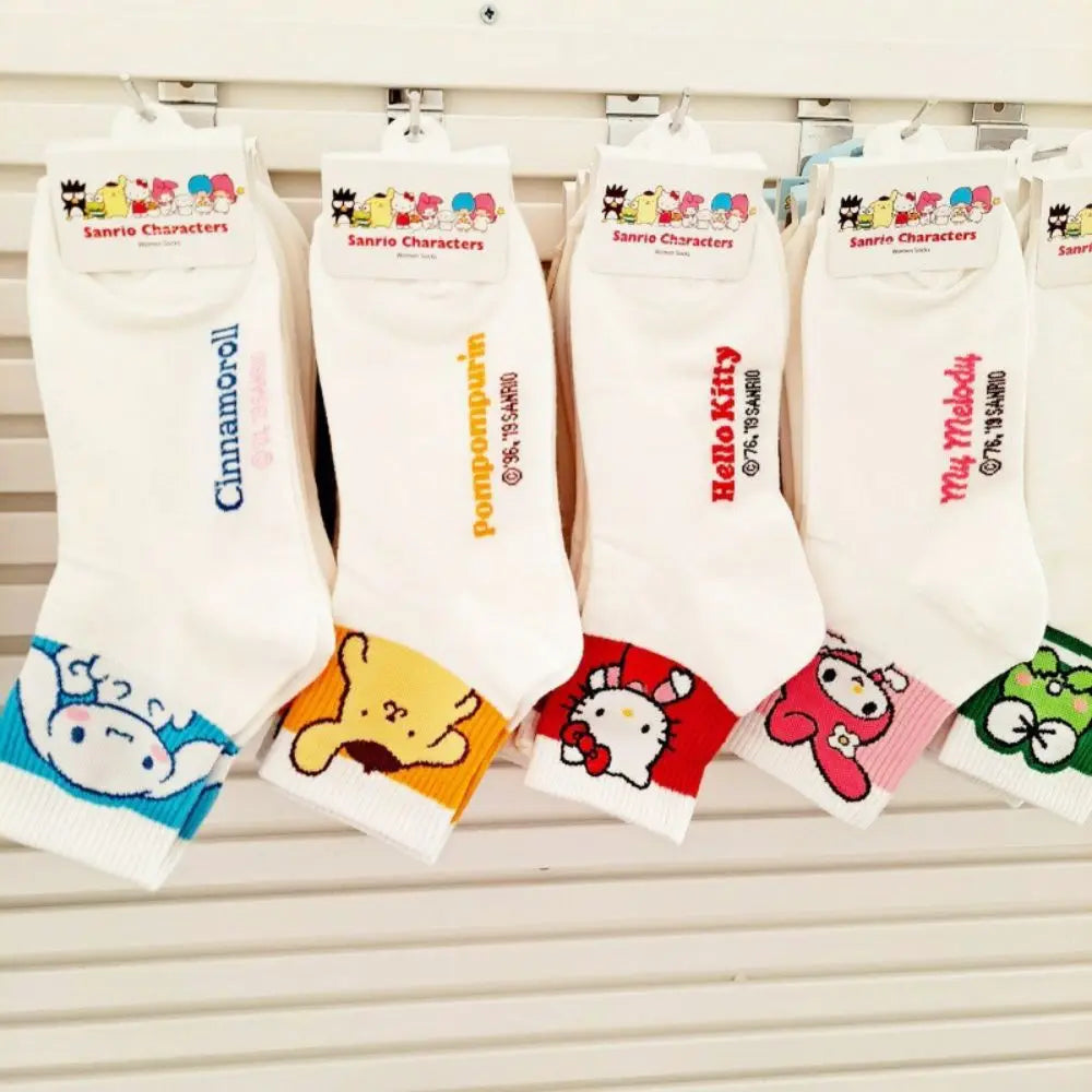 Hello Kitty Y2K Socks for Girls Medium Kuromi Cinnamoroll Socks Kawaii Sanrio Melody Socks Rosered Black White Sock Women Female