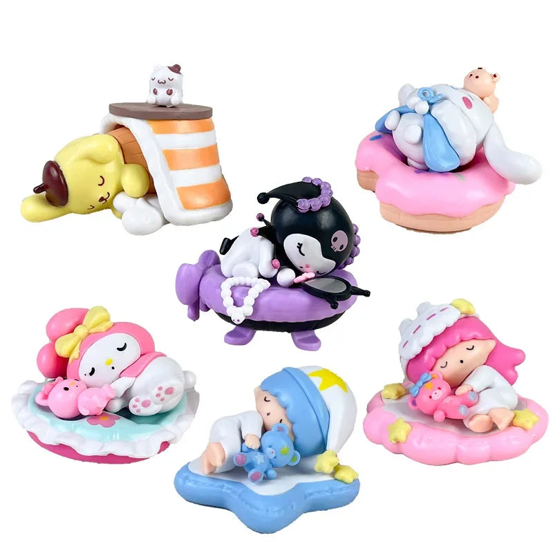 Sanrio Blind Box Sleep Safely Hello Kitty MyMelody Kuromi Pachacco Pompompurin Children's Toy Birthday Gift Christmas Decoration