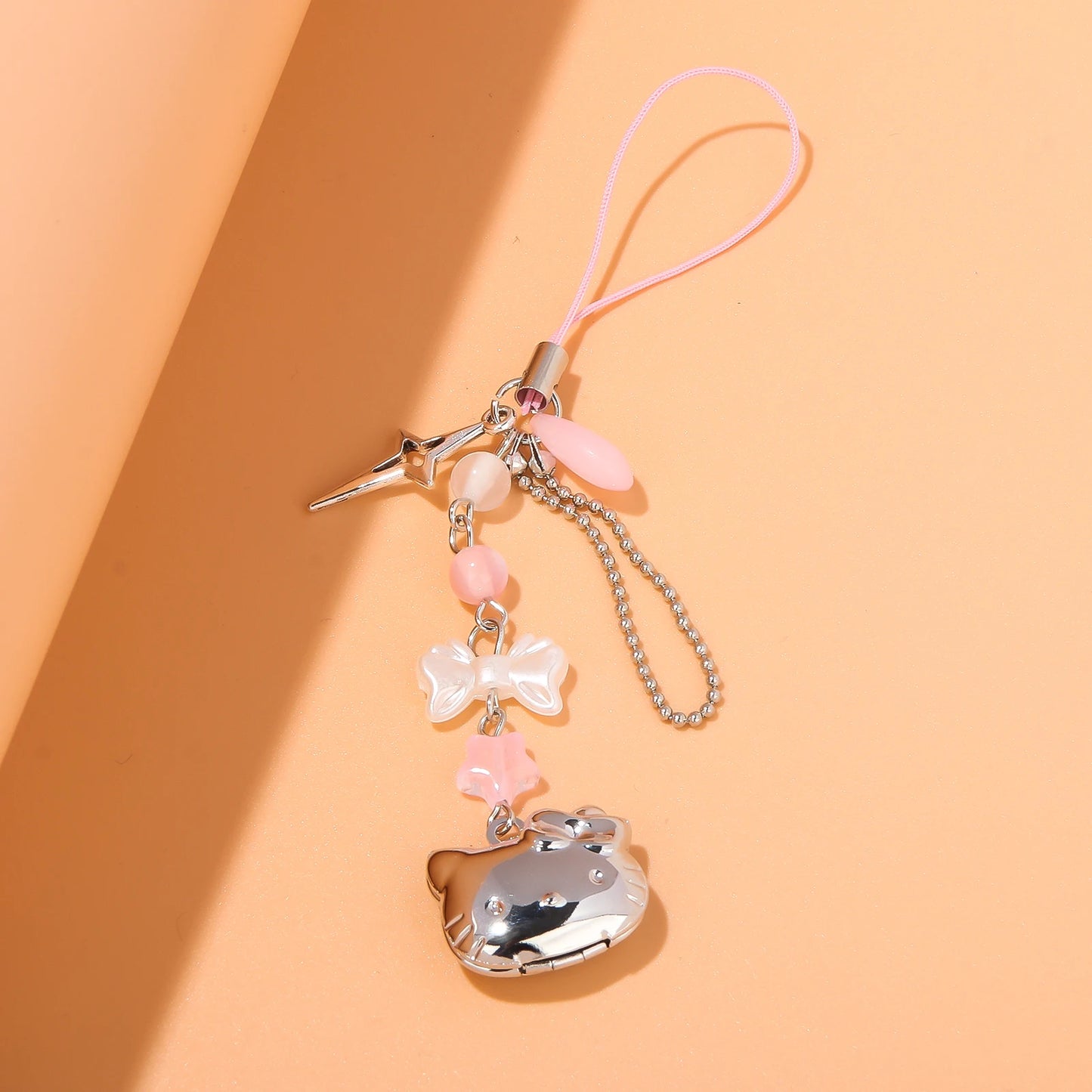 Hello Kitty Cell Phone Rope Chain Sanrio Anime Pendant Handmade Beads Strand Choker Bracelets Dangle DIY Jewelry Accessories