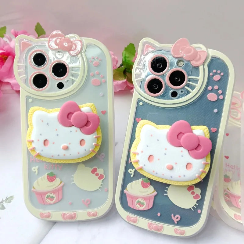 Sanrio Hello Kitty Stand Phone Cases For iPhone 16 15 14 11 13 12 Pro Max XR XS 7 8 Plus Original Shockproof Cover Y2K Case