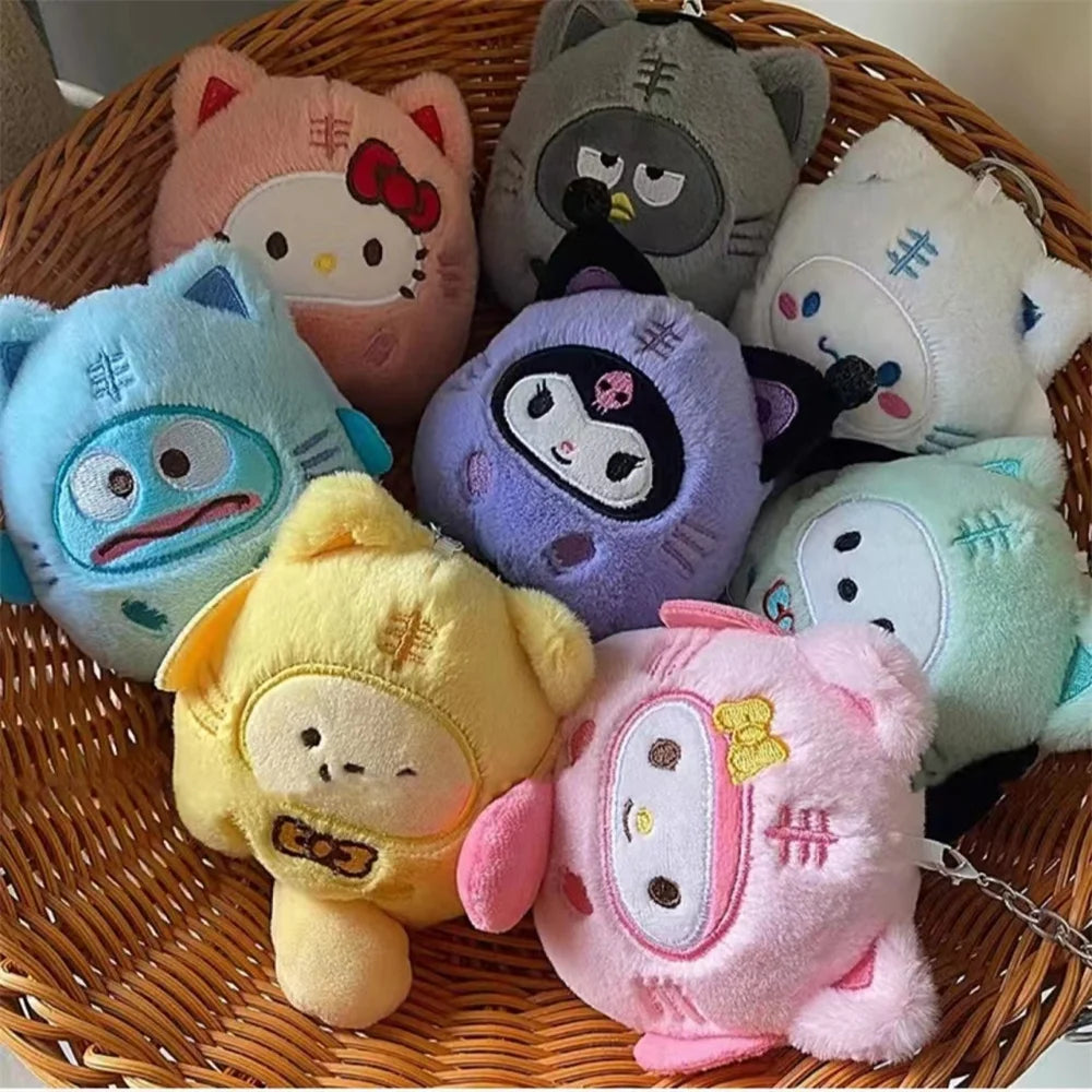 Sanrio Hello Kitty Plush Keychain Dolls Kawaii Kuromi Cinnamoroll Cartoon Plush Backpack Pendant Accessories