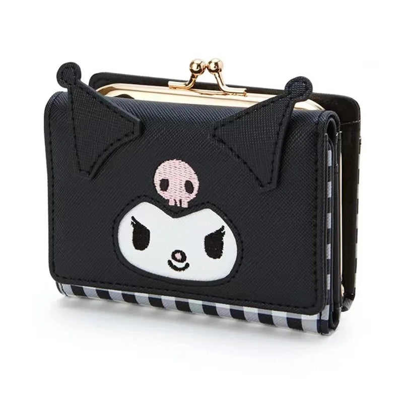 New Sanrio Hello Kitty Cartoon Cute Wallet New Women'S Wallet Pink Japanese Girl Heart Jade Guigou Short Lock Wallet Card Bag