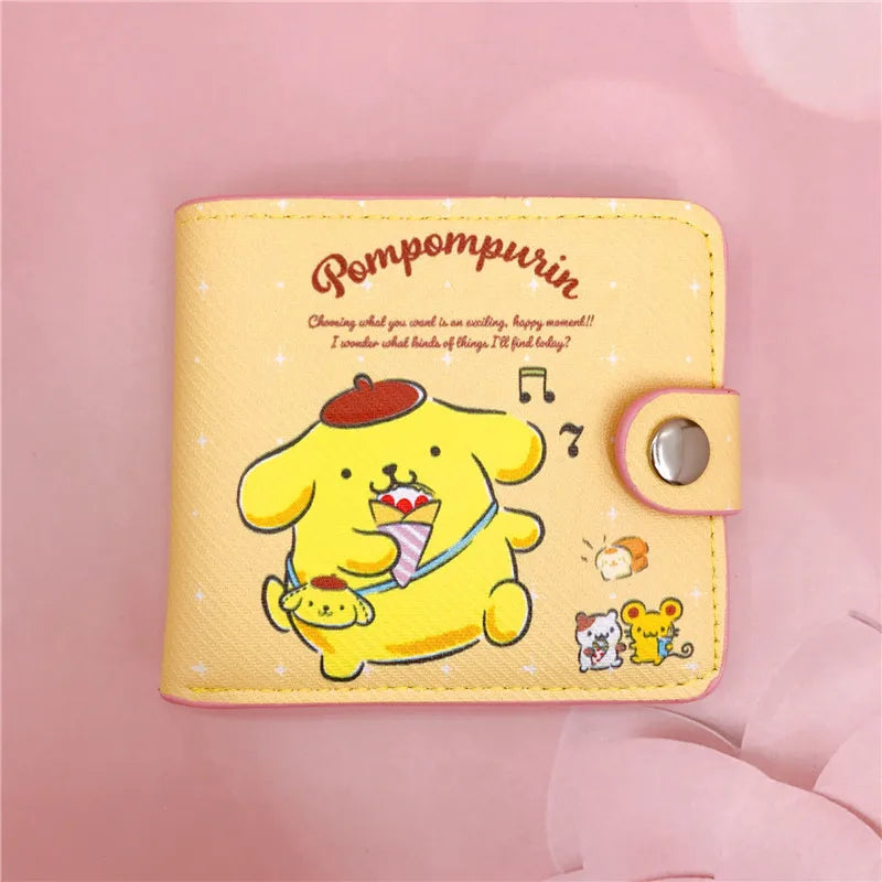 Kawaii Sanrio Pu Casual Money Bag Hello Kitty Cinnamoroll My Melody Kuromi Coin Purse Card Holder Wallet With Buttons