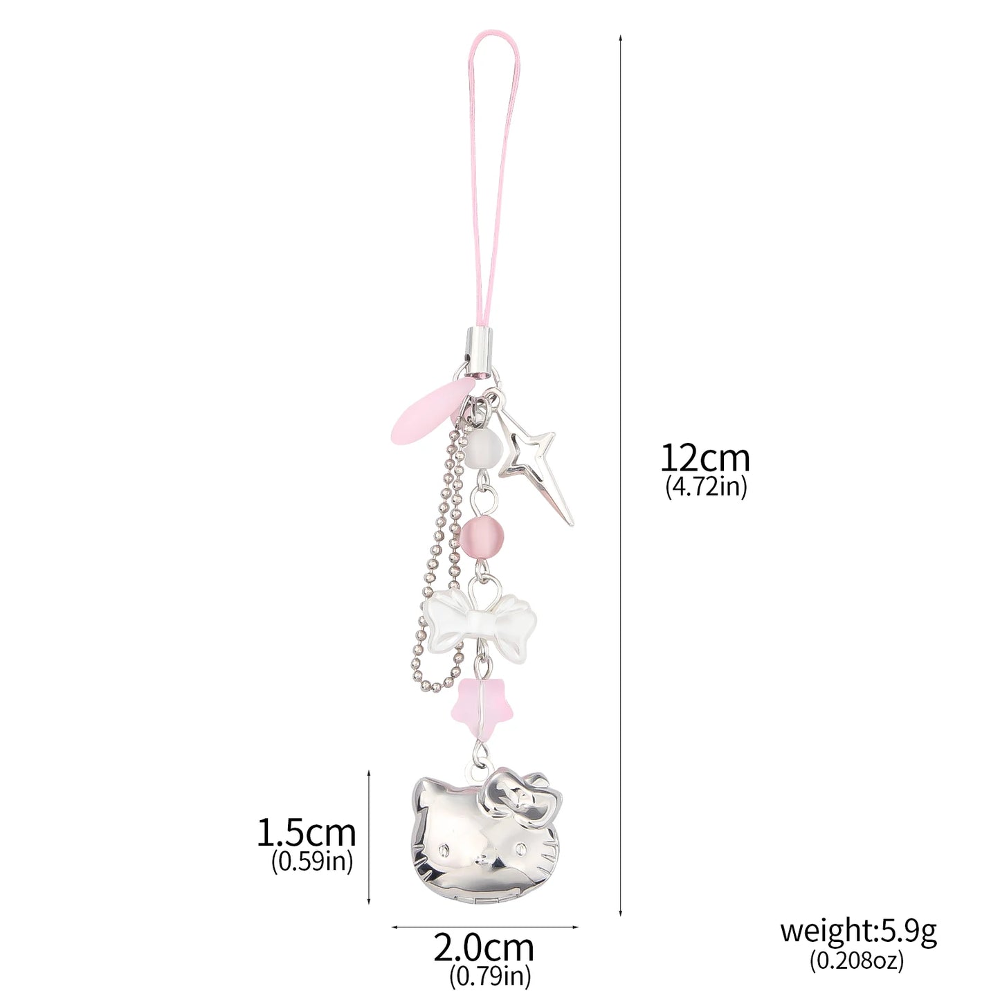 Hello Kitty Cell Phone Rope Chain Sanrio Anime Pendant Handmade Beads Strand Choker Bracelets Dangle DIY Jewelry Accessories