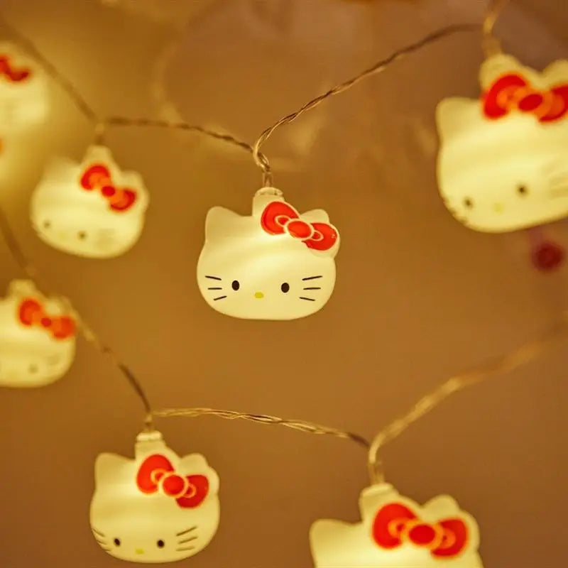 Hello Kitty LED Lights String Bedroom Ambient Lighting Kawaii Sanrio Mini Night Lamp Home Decoration Christmas Decorative Light