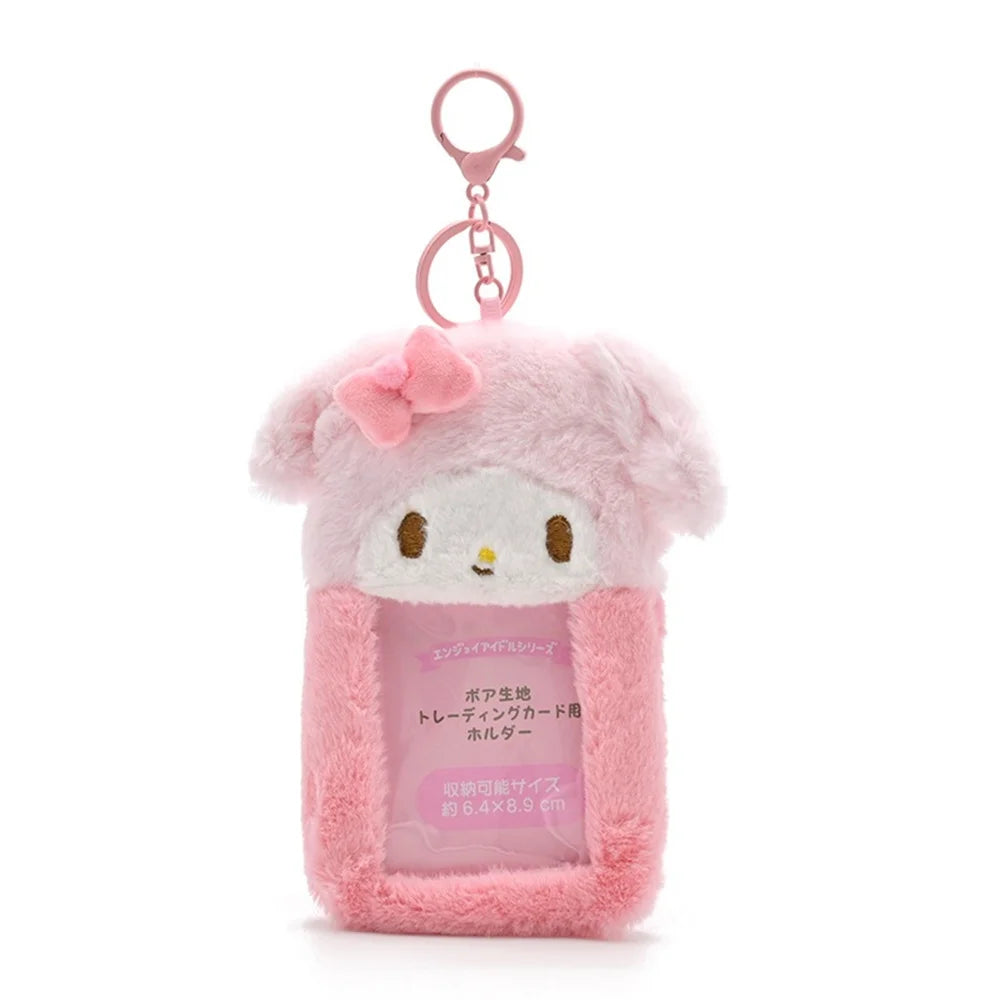 Sanrio Hello Kitty Plush Card Case Keychain Kuromi Melody Card holder Kawaii Photo Card Display Sleeves Cute Bag Pendant