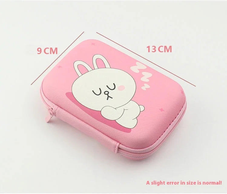 Miniso Cartoon Sanrio Data Cable Storage Bag Kawaii Hello Kitty Kuromi Portable Earphone Charging Cable Currency Storage Bag