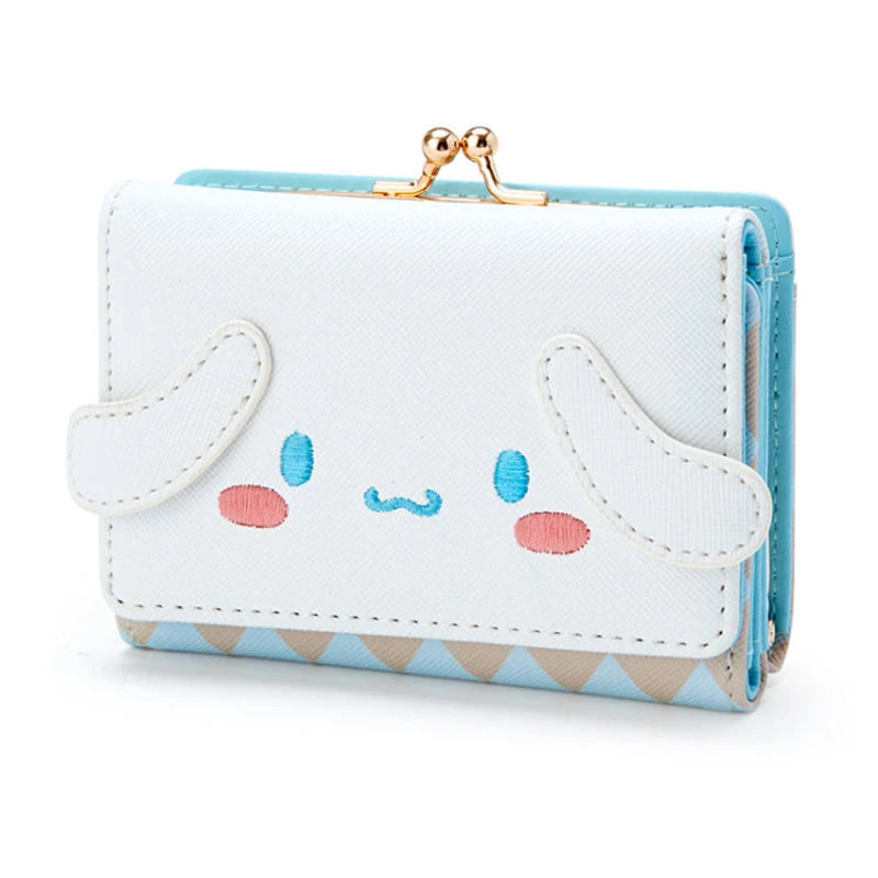 Sanrio Hello Kitty Bag Kawaii Cinnamon My Melody Kuromi Casual Fashion PU Leather Wallet Cute Folding Card Bags