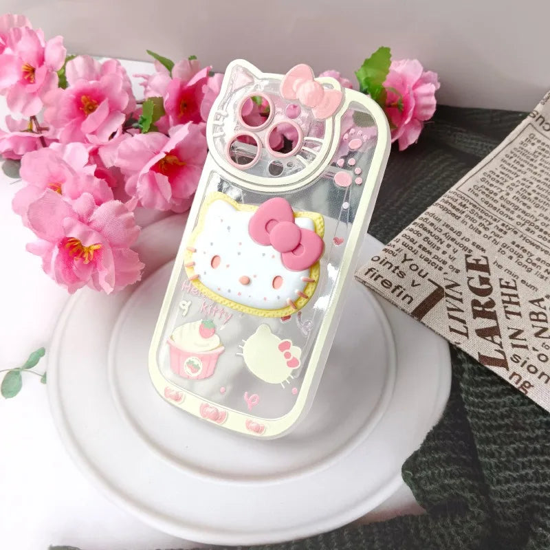 Sanrio Hello Kitty Stand Phone Cases For iPhone 16 15 14 11 13 12 Pro Max XR XS 7 8 Plus Original Shockproof Cover Y2K Case