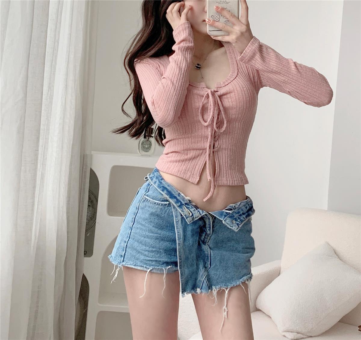 Ladies Bow Long Inner Bottoming Shirt