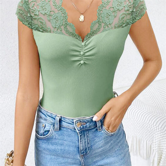 Women Temperament Wild Lace Lace-collared Blouse