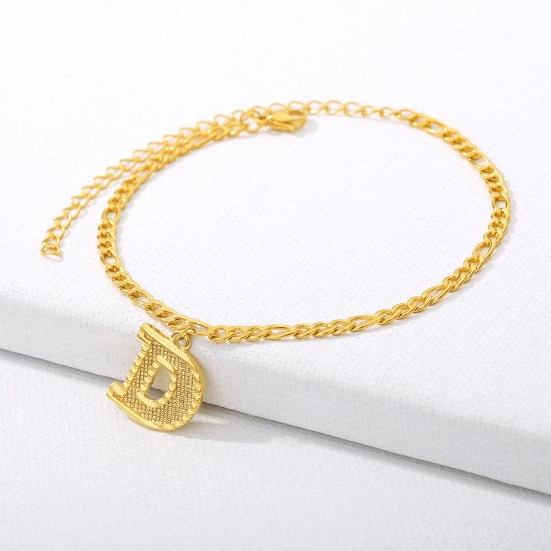 Initial Gold Letter Anklet Alphabet Pendants