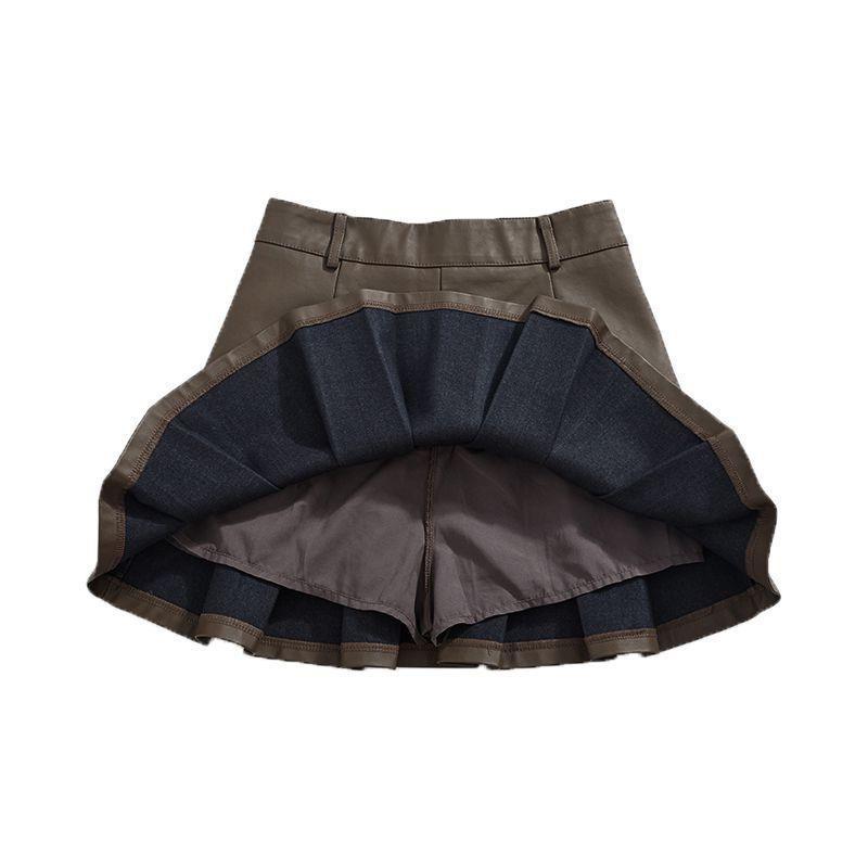 Vintage Skirt Female Leather Skirt