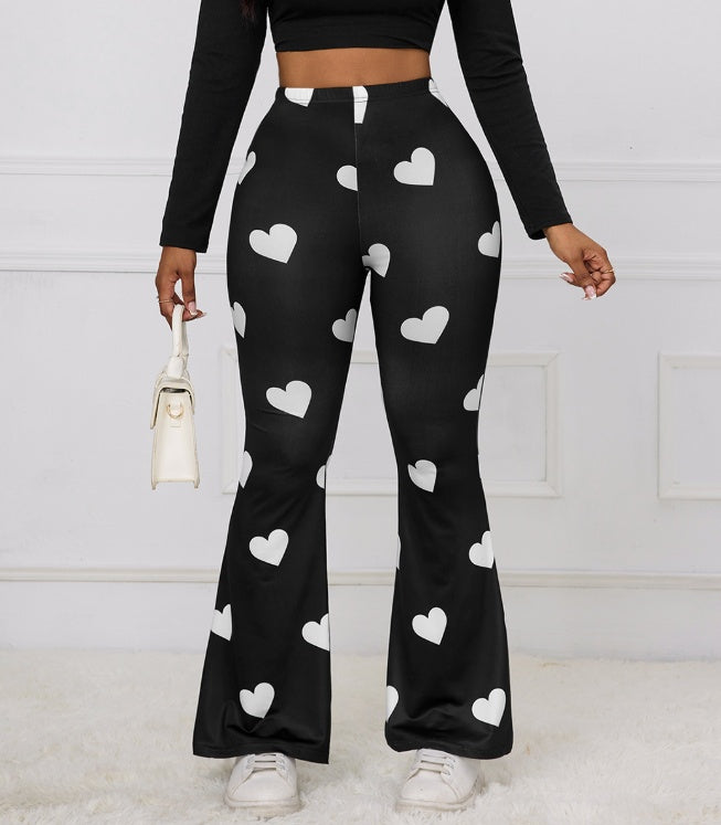 Ladies' Love Printed Casual Slimming Pants