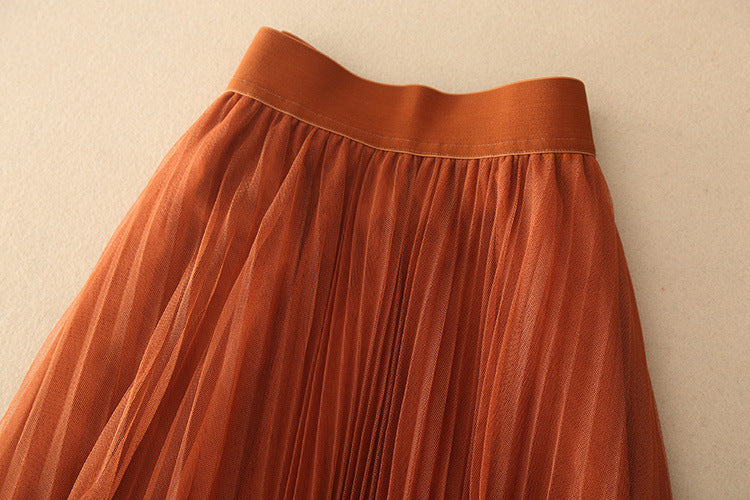 Pleated Mesh Skirt Skirt