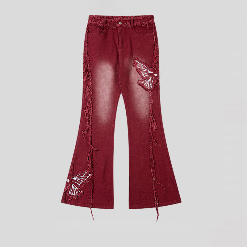 Retro Butterfly Embroidered Jeans