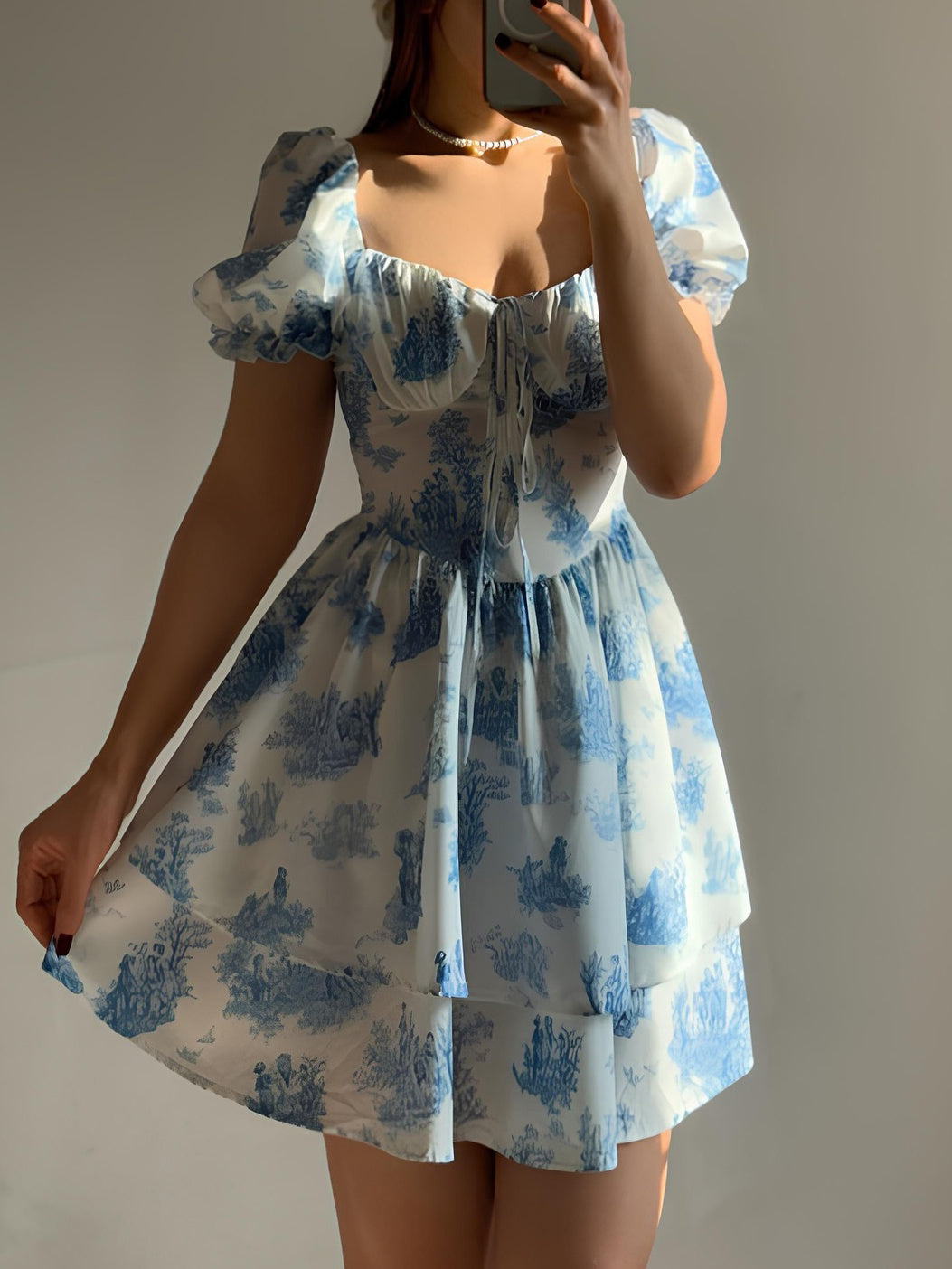 Elegant Floral Print Ruffle Dress