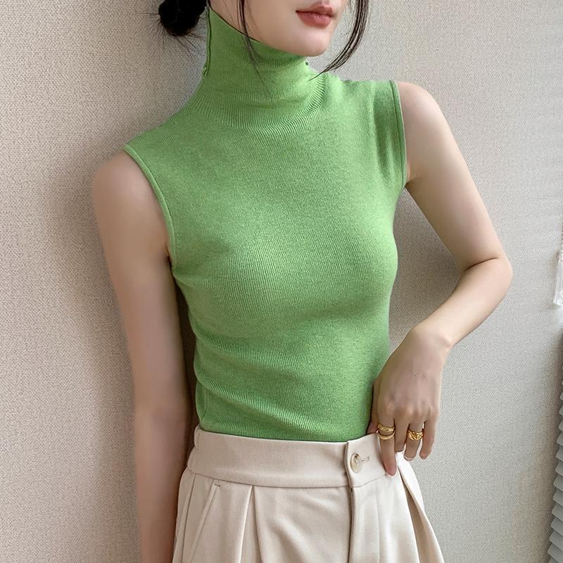 Turtleneck Knitting Vest Women's Sleeveless Bottoming Shirt