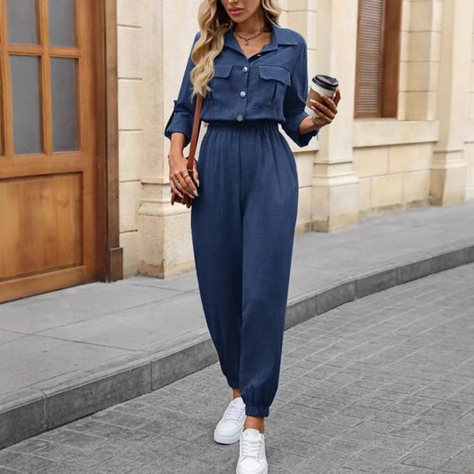 Women's Long-sleeved Shirt Jumpsuit