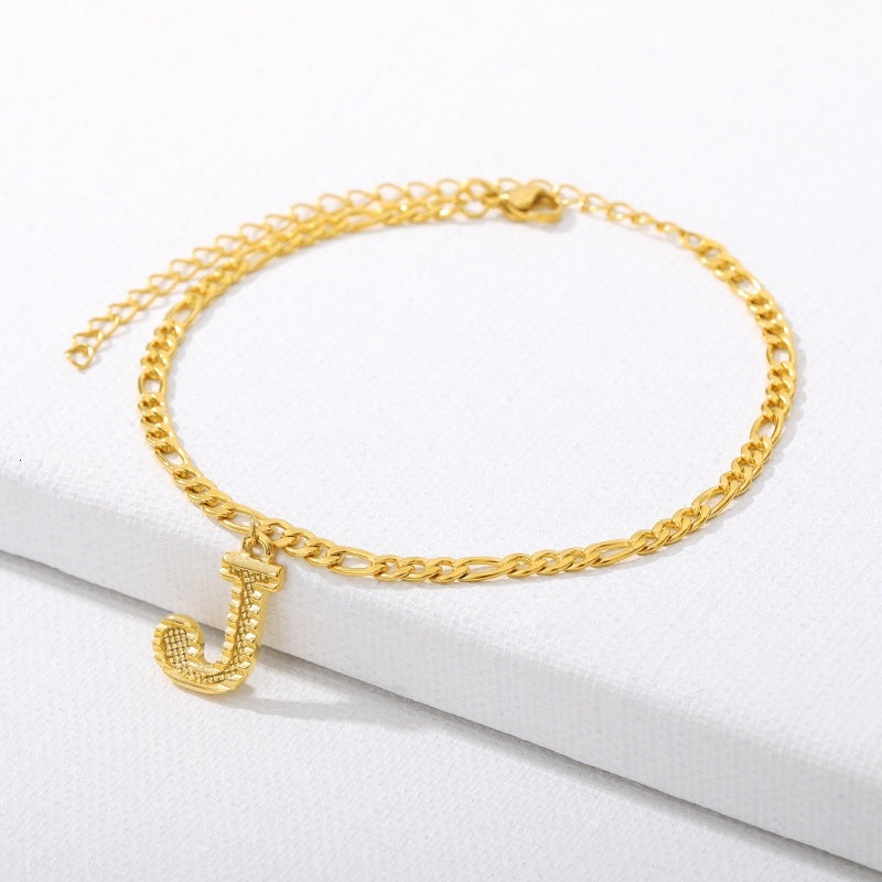 Initial Gold Letter Anklet Alphabet Pendants