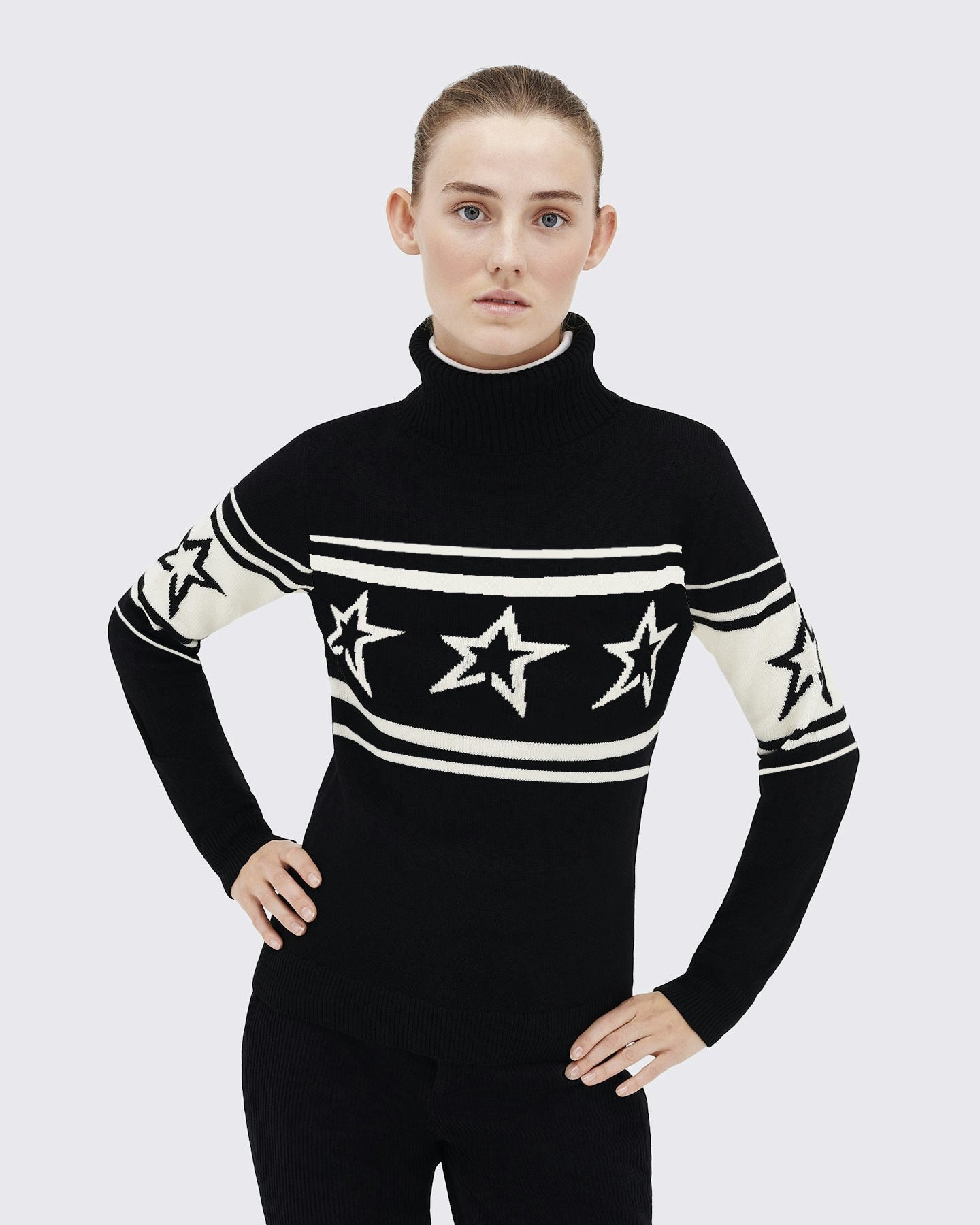 New Slim Fit Star Printed Turtleneck Sweater