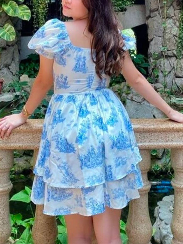 Elegant Floral Print Ruffle Dress