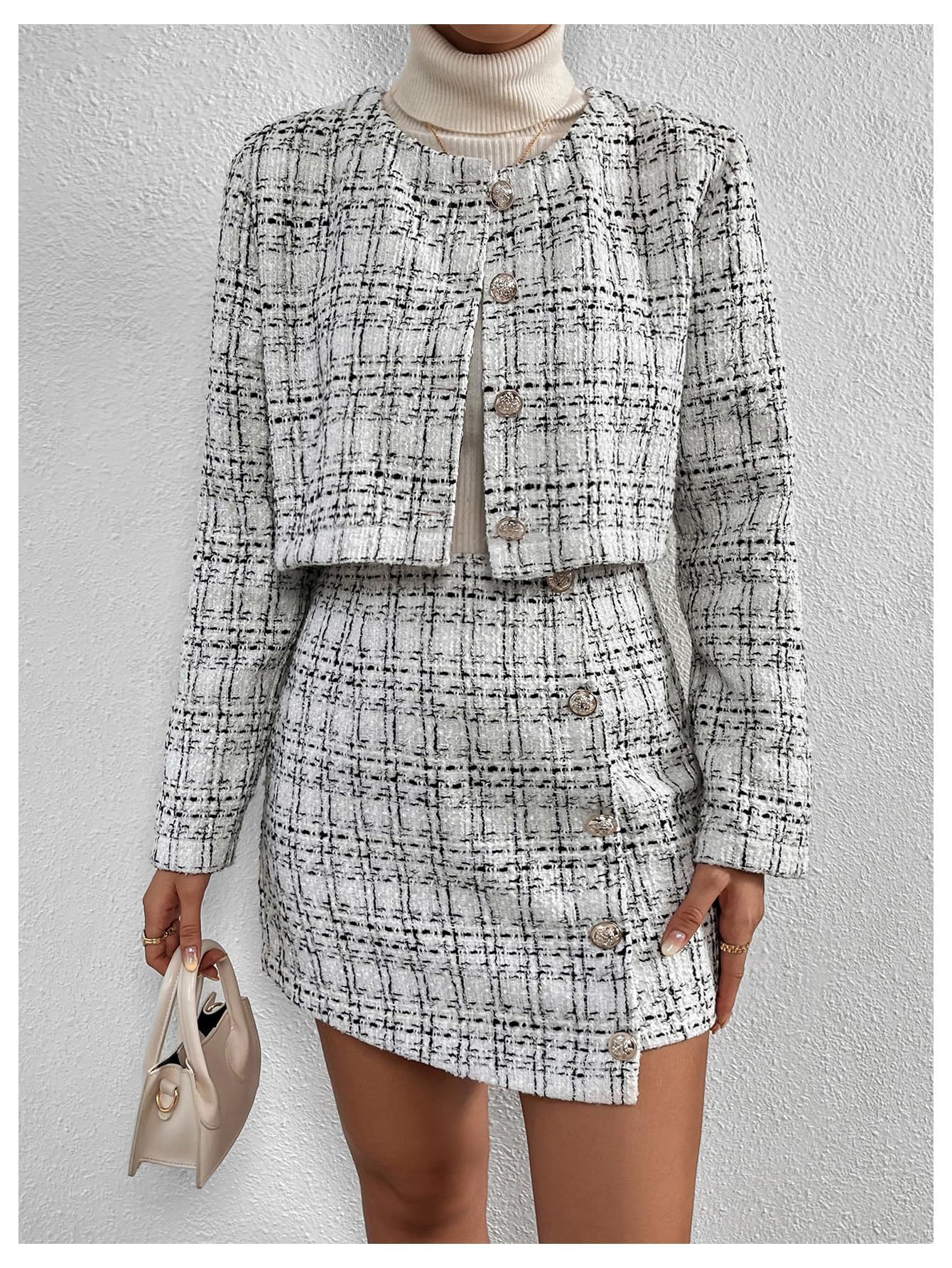 Heavy Industry Knitting Classic Style Jacket Half Body Skirt Outfit