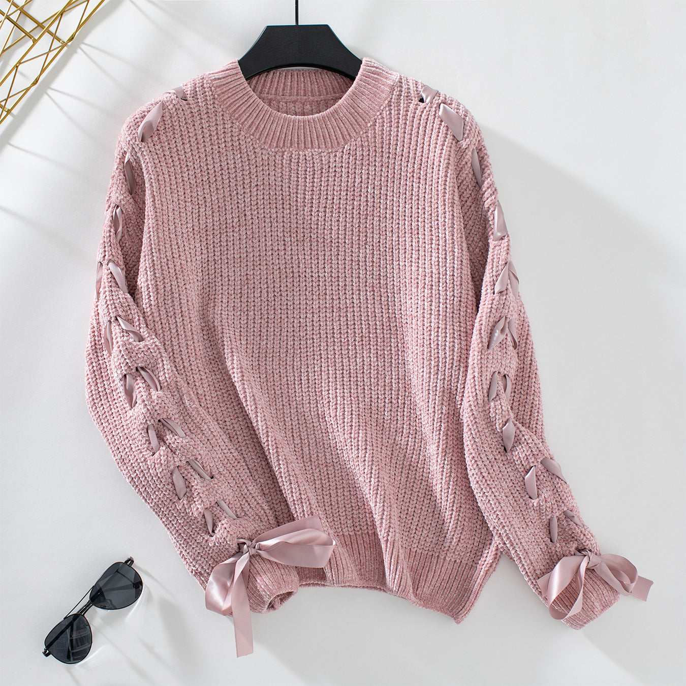 Women's Lace-up Bow Pullover Top