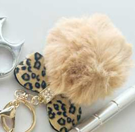 Fashion Fluffy Ball & Bow Keychain