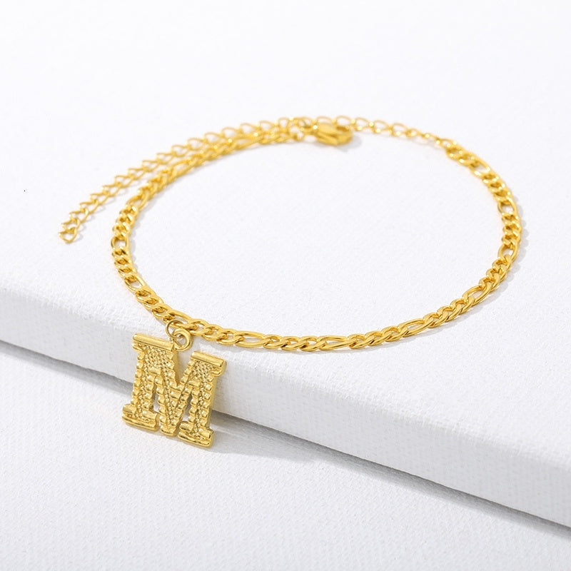 Initial Gold Letter Anklet Alphabet Pendants