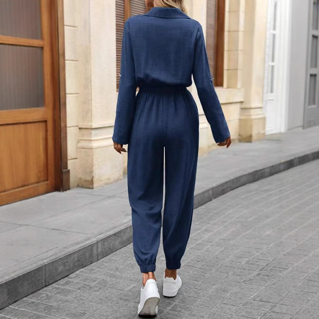 Women's Long-sleeved Shirt Jumpsuit