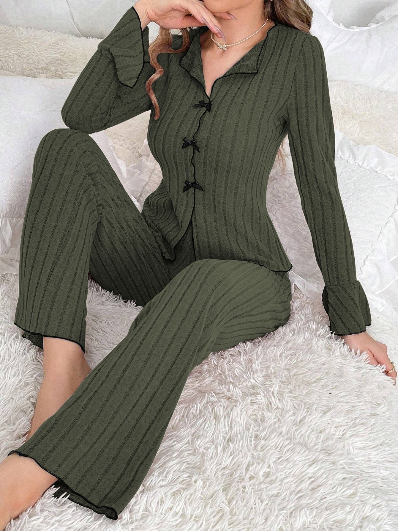 Women Bow Fashion Long Sleeve Trousers