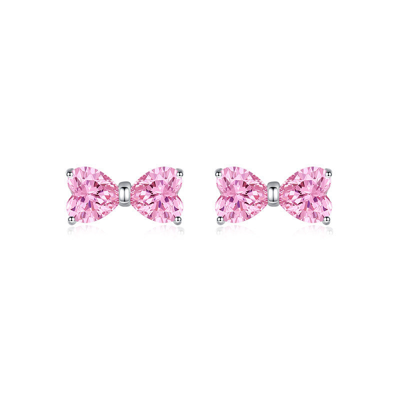 Zircon Bow Stud Earrings For Women