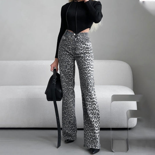 Leopard Print Narrow Jeans