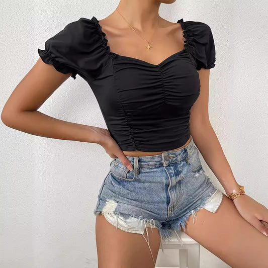 V-neck Short Sleeve Loose Top