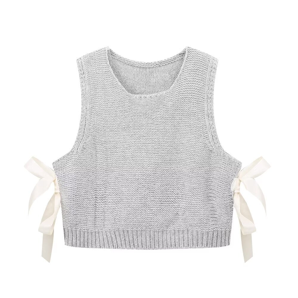 Women's Back Bow Hollow Out Sweater Vest