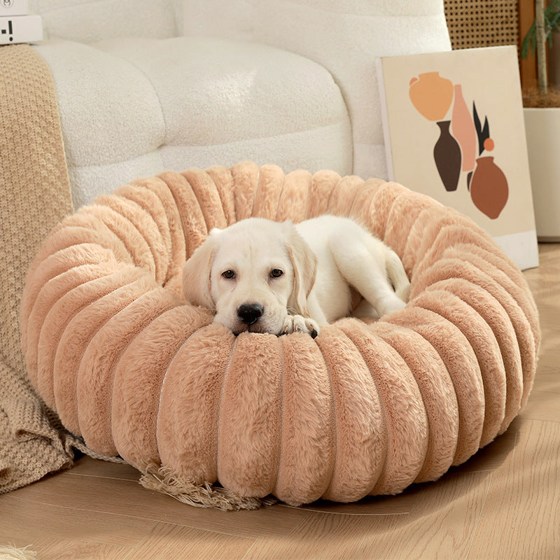 Pet Kennels Long Plush Round Cat Nest Winter Warm Dog Beds Kennel Super Soft Dogs Mat Sofa Pet Deep Sleeping SuppliesPet Products