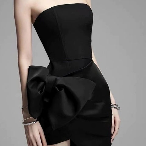 Tube Top Dress Women's Bow Slimming