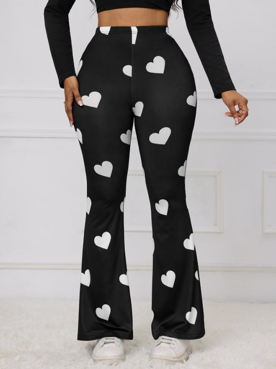 Ladies' Love Printed Casual Slimming Pants