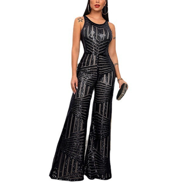 Noble Sequin Sleeveless Wide Leg Pants