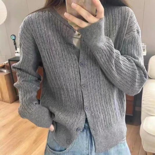 Retro Twist Knitted Cardigan Women's Top