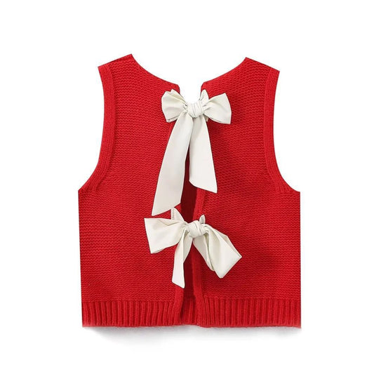 Women's Back Bow Hollow Out Sweater Vest