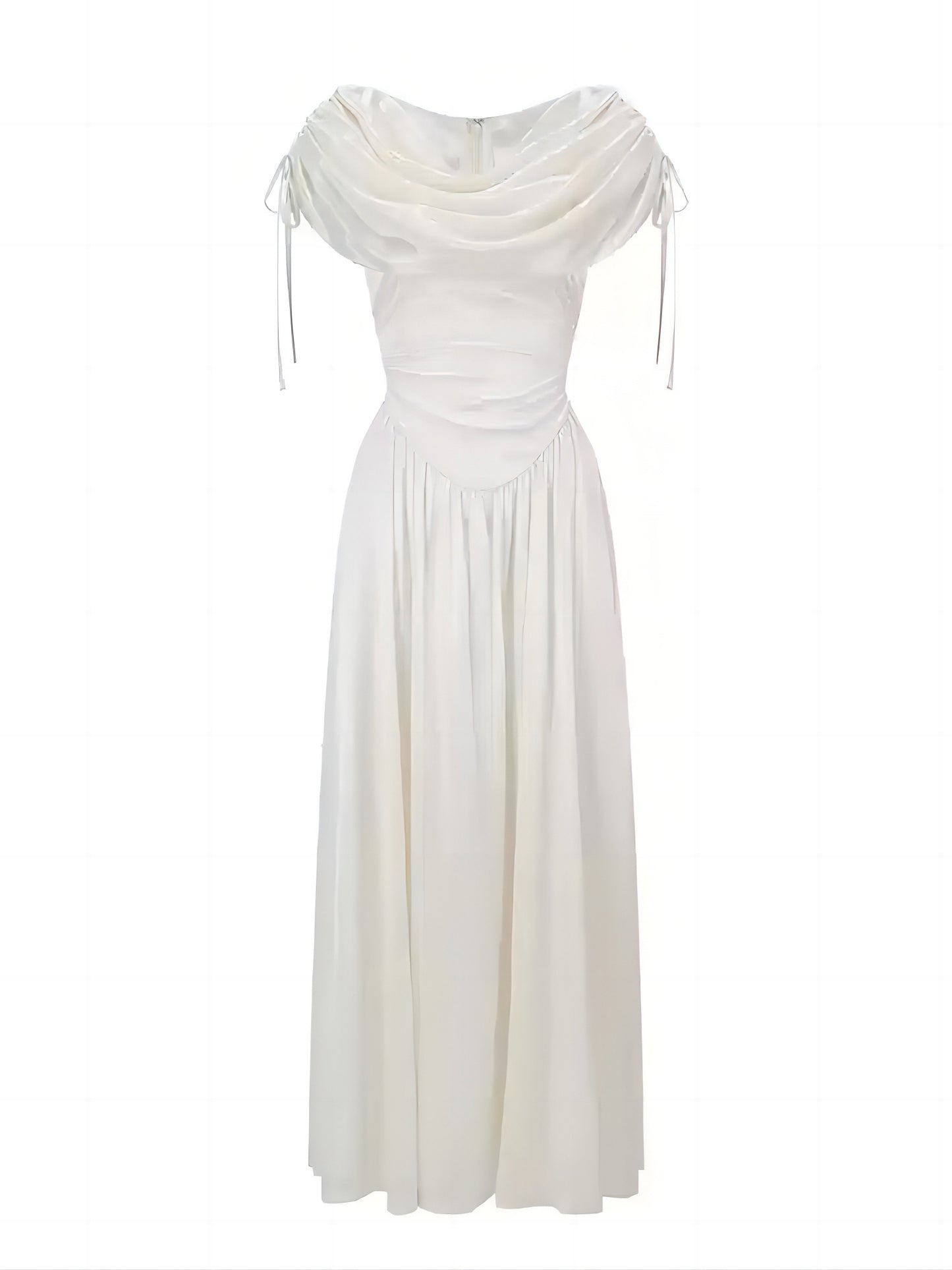 White Perm Collar Sleeveless Full Skirt Dress