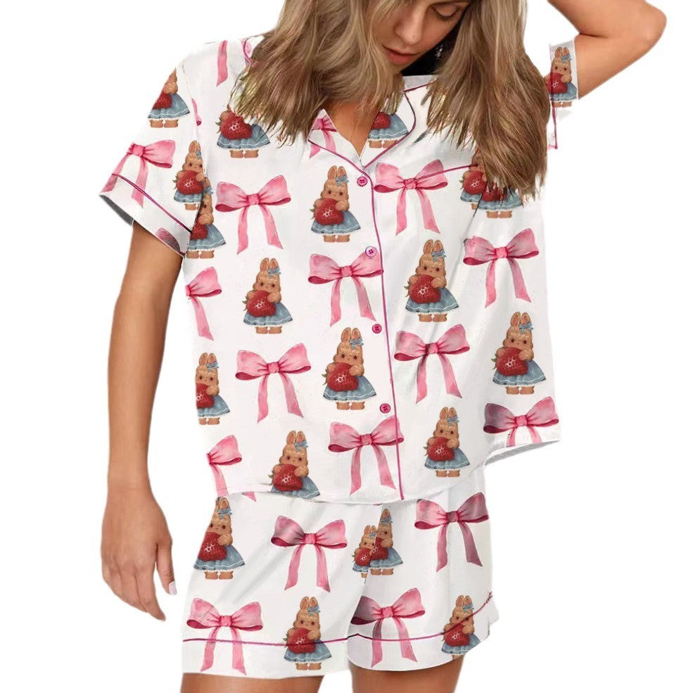 Digital Printing Women's Short-Sleeved Outerwear and Shorts Set