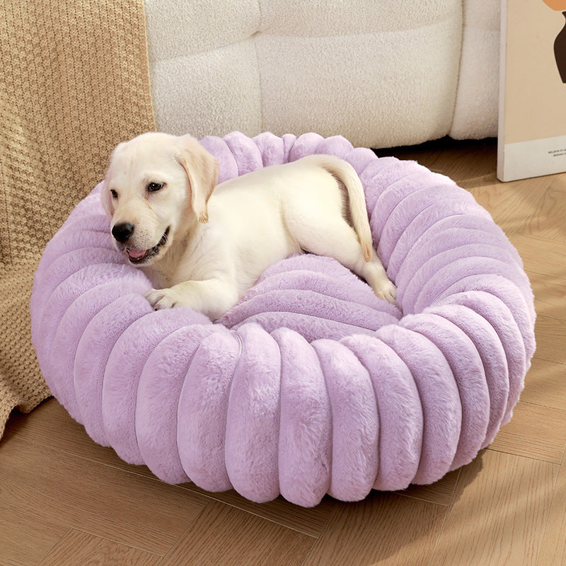 Pet Kennels Long Plush Round Cat Nest Winter Warm Dog Beds Kennel Super Soft Dogs Mat Sofa Pet Deep Sleeping SuppliesPet Products