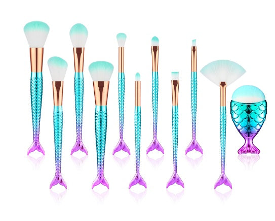 Makeup Brushes Kit Maquiagem Maquillaje New Mermaid Foundation Eyebrow Eyeliner Cosmetic Makeup Brushes 11pcs