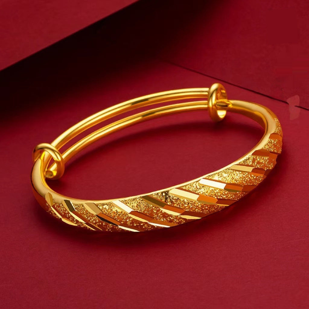 Gold Thick Push-pull Bracelet Copper-plated Gold Ancient Style